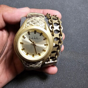 Nicole Miller Whitney Python-Embossed Leather Double-Wrap Strap 16" Quartz Watch